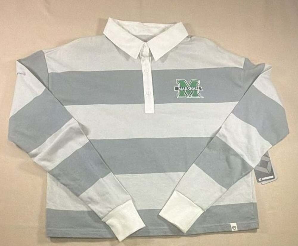 Colosseum Womens Marshall University Long Sleeve Rugby Shirt Grey Size S NWT